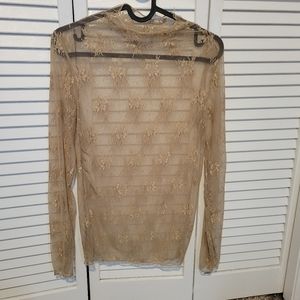 Beige see through mesh top
